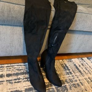 Black Suede Thigh High Size 8 Boot